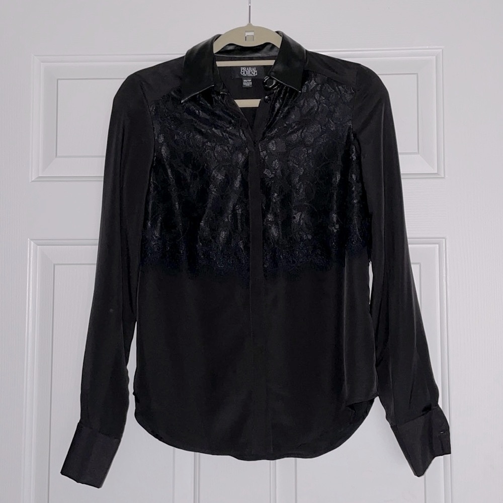 Lace and Leather Button-down